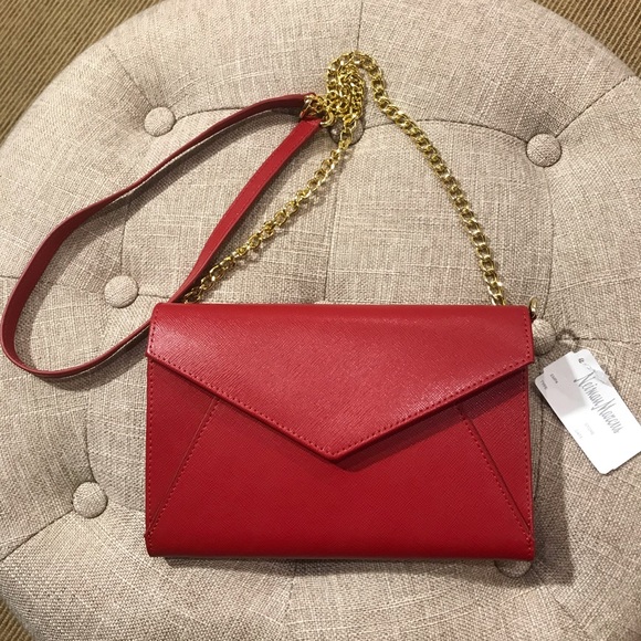 Brand New Neiman Marcus Red Leather Wallet Bag - Picture 5 of 5
